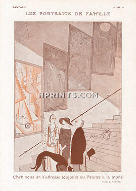 Les Portraits de Famille, 1922 - Marcel Vertès Le Peintre à la mode, Cubism, Pekingese Dog, Sighthound