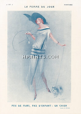 La Femme du Jour, 1923 - Bussy Elegante Parisienne, Pekingese Dog