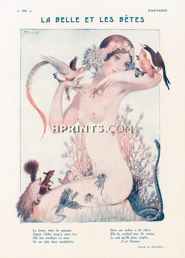 La Belle et les Bêtes, 1923 - Miarko The Beauty and Animals, Bird, Snake, Frog, Squirrel, Sexy Nude