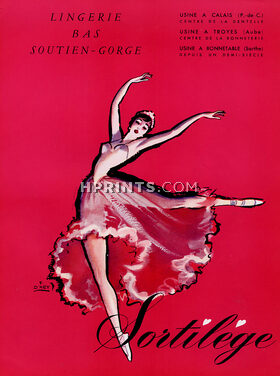 Sortilège (Lingerie) 1957 Stockings, Brassiere, Ballet