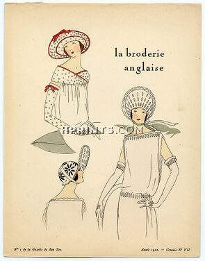 La Broderie Anglaise, 1922 - Soeurs David. La Gazette du Bon Ton, n°1 — Croquis N°VII