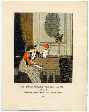 Gazette du Bon Ton 1914 Gaveau en Dechiffrant Le Rossignol