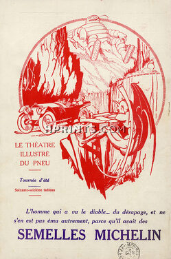 Semelles Michelin 1913 - 76ème tableau ''Tournée d'été'' Bibendum