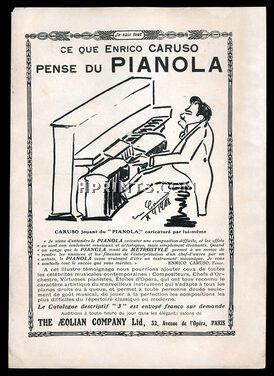 Pianola (Aeolian Company) 1909 Pianola, Enrico Caruso Caricature