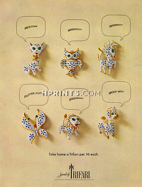 Trifari (Jewels) 1967 Bestiaire, Animals Clips