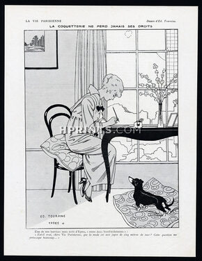 Edouard Touraine 1915 ''La coquetterie ne perd jamais ses droits'' Ypres, Teckel Dog
