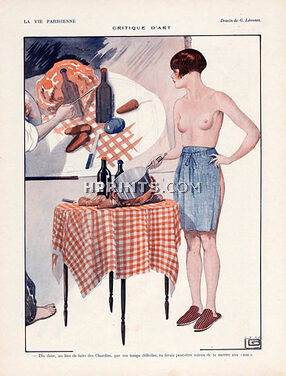 Léonnec 1925 ''Critique d'Art'' Cuisinière, Painting, Art Modeling, Topless