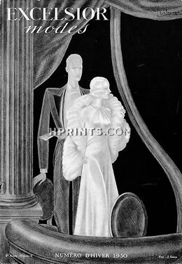Georges Lepape 1930 Excelsior Modes, Art Deco Style Evening Gown Opera House