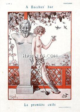 Henry Gerbault 1924 Bacchus Bar, Sexy Girl Topless, Bender