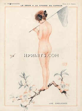 Georges Léonnec 1919 Butterfly Hunter Nude