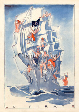 Cerutti Noël 1933 "Le Pirate", Boat Sexy Girls