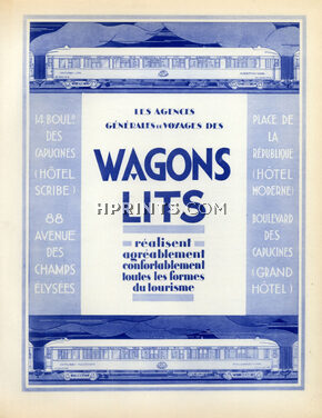 Compagnie des Wagons Lits 1928 Pullmann-Car, Lithograph PAN P.Poiret, Train