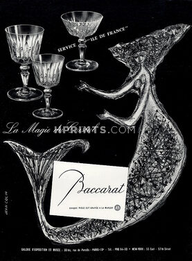 Baccarat (Crystal) 1956 Jean Colin, Mermaid "Service Ile de France"