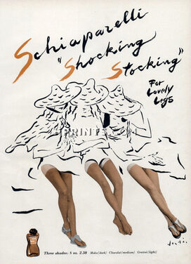 Schiaparelli (Body Care) 1943 Three Shades for Lovely Legs, Vertès