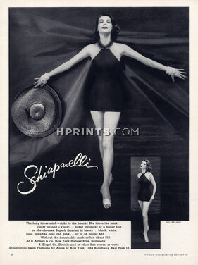 Schiaparelli 1954 Swimwear, Hat Mr John