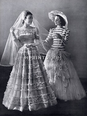 Madeleine Vramant & Carven 1946 Wedding Dress, Fashion Photography