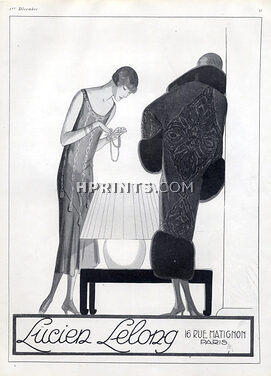 Lucien Lelong 1924 Fashion Evening Gown Coat Art Deco Style