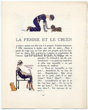 La Femme et le Chien, 1914 - Elisabeth Branly The Woman and the Dog, La Gazette du Bon Ton, Text by Charles Méré, 4 pages