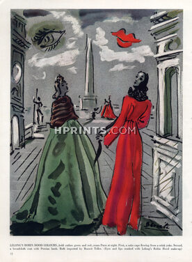 Benito 1939 Lucien Lelong Satin Cape Broadcloth Coat Robin Hood Make-up