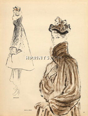 André Delfau 1948 Furs, Max Leroy, Revillon, Weil, Hluchy, Rosal, Chombert, 5 illustrated Pages, 5 pages
