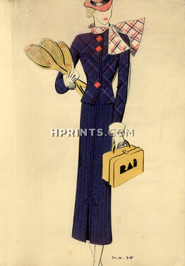 Raimon (Fabric) 1935 Winter Suit & Coat Küss 2 Drawings, 2 pages