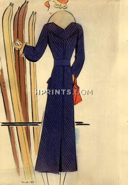 Raimon (Fabric) 1935 Winter Suit & Coat Küss 2 Drawings for Mail order Catalogue, 2 pages