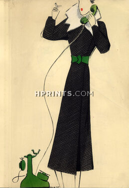 Raimon (Fabric) 1935 Winter Coats Drawing for Mail order Catalogue Küss