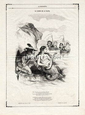 Henri Emy 1850 La Sirène de la Plata Gravure Mermaid