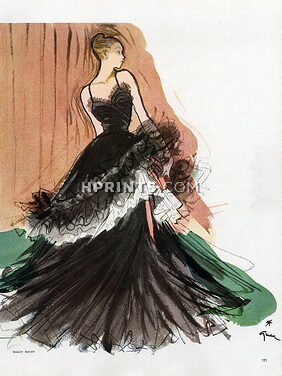 Maggy Rouff 1946 Evening Gown René Gruau