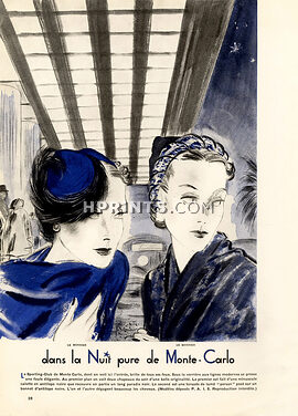 Le Monnier (Millinery) 1935 Evening Hats au Sporting Club Monte-Carlo