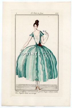 Le Goût du Jour 1920 J.E. Laboureur Dress in taffeta with Ribbons Pochoir