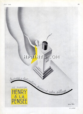 Henry a la Pensée (Perfumes) 1929 Art Deco Style Jean Leon