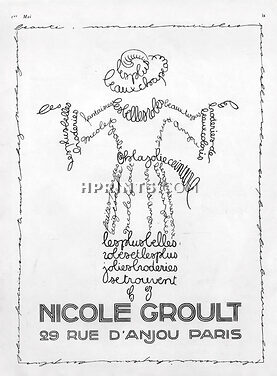 Nicole Groult 1924 Address: 29 rue d'Anjou, Paris