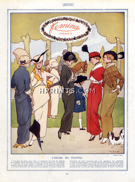 M.Bert 1914 L'heure du Footing Fashion Illustration Suit