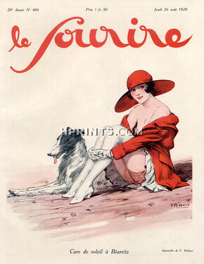Rebour.F 1926 Sexy Looking Girl Sighthound, Greyhound Cure of sun has Biarritz