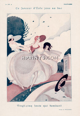 Ce farceur d'Éole joue au bac, 1922 - Gerda Wegener Woman's hat falls in the water