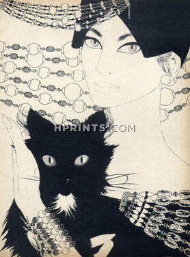 Givenchy 1958 Jewels Baschmakoff Cat Portrait