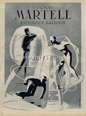 Martell (Cognac) 1954 Skiing Golf Tennis Yves Bétin