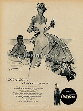 Coca-Cola 1953 Guy Demachy Swimmer Bathing Beauty