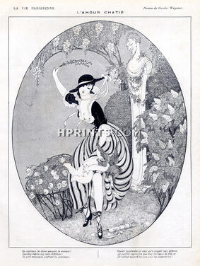 Gerda Wegener 1915 The Chastised love Attractive Girl Fashion Dress Cupidon
