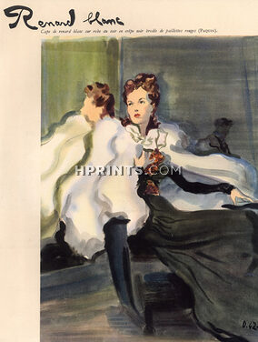 Paquin (Fourrures) 1943 Renard Blanc, Fur Cape, Coat, André Delfau