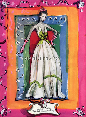 Lucien Lelong 1938 Christian Berard, Evening Gown