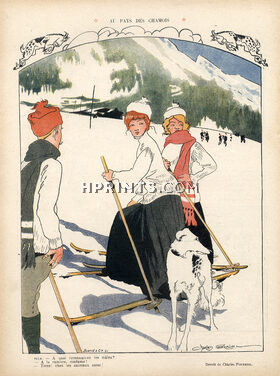 Charles Pourriol 1910 Skiing, Sighthound, Greyhound