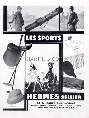 Hermès (Sports equipment) 1926 Saddle Polo, Casaques Golf, Tennis Bag,