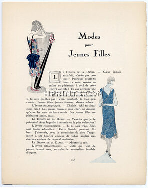 Modes pour Jeunes Filles, 1924 - Jean Grangier 1924-25 Coudurier-Fructus, Gazette du Bon Ton, Texte par Georges-Armand Masson, 4 pages