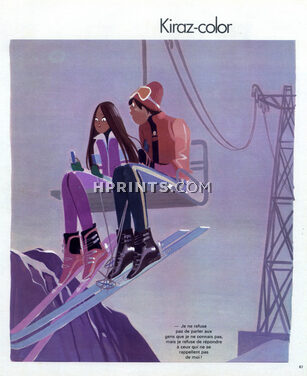 Edmond Kiraz 1978 Les Parisiennes, Kiraz-color, Cable railway, Skiers