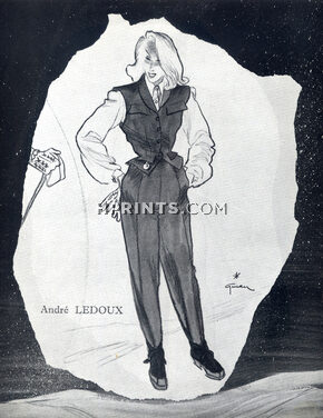 André Ledoux 1945 Back Jeanne Lafaurie Sport Ski Fashion, René Gruau