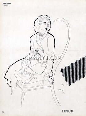 Lesur (Fabric) 1947 Back Dormeuil Frères, René Gruau
