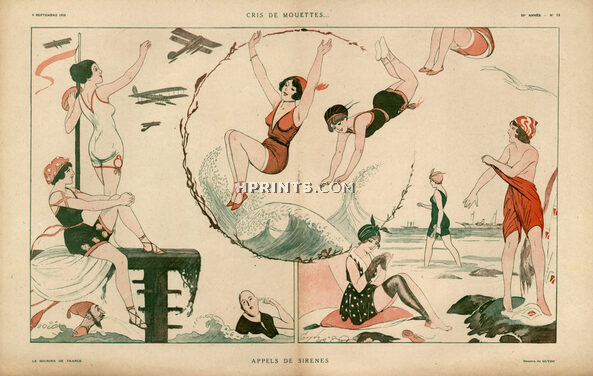 Guydo 1918 "cris des Mouettes" Shouts of Gulls...Calls of Mermaid, Bathing Beauty, Swimmer