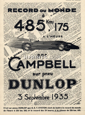 Dunlop (Tyres) 1935 Campbell, Record of the world